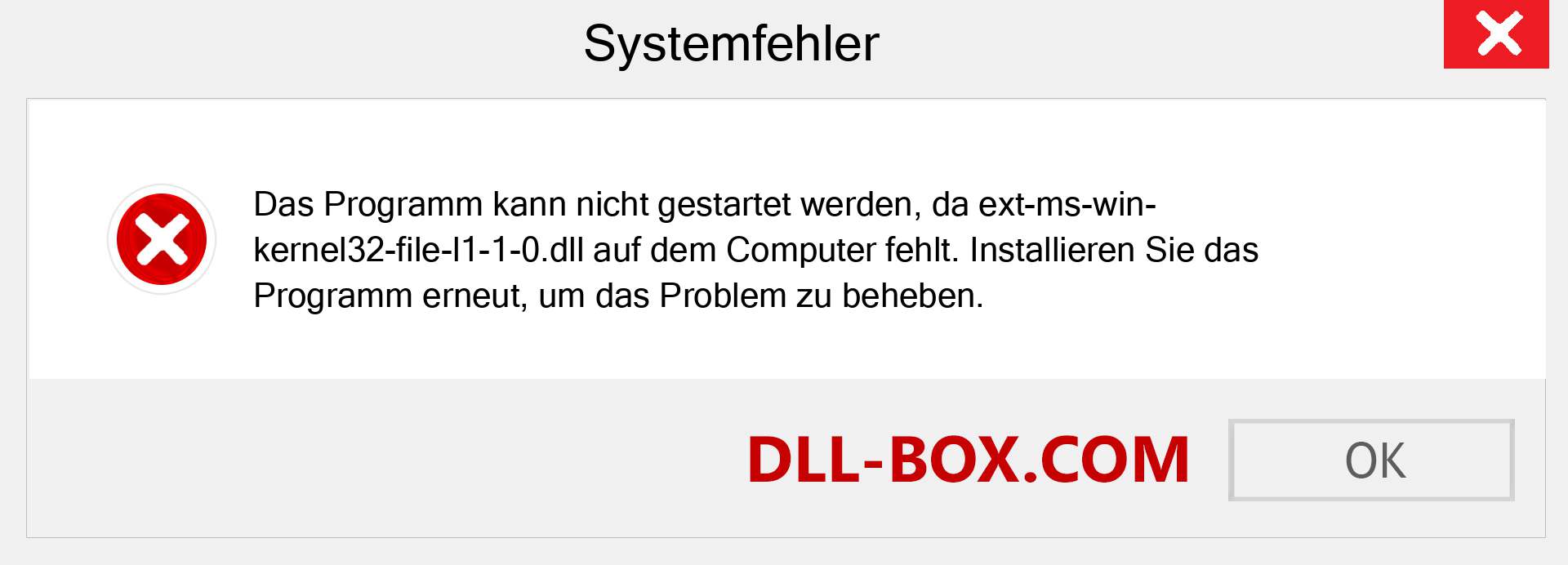 ext-ms-win-kernel32-file-l1-1-0.dll-Datei fehlt?. Download für Windows 7, 8, 10 - Fix ext-ms-win-kernel32-file-l1-1-0 dll Missing Error unter Windows, Fotos, Bildern