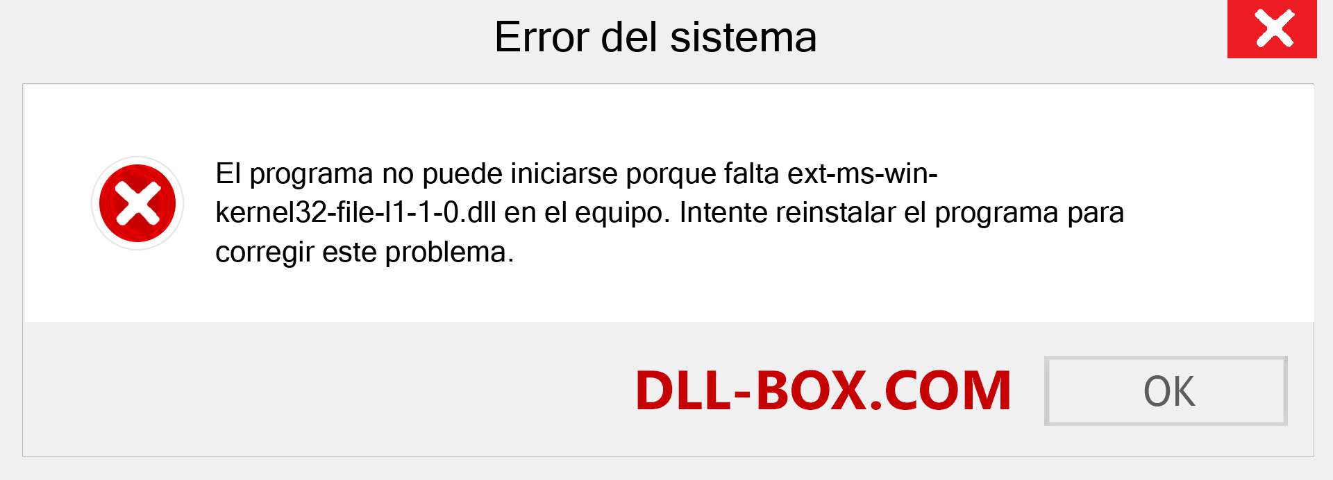 ¿Falta el archivo ext-ms-win-kernel32-file-l1-1-0.dll ?. Descargar para Windows 7, 8, 10 - Corregir ext-ms-win-kernel32-file-l1-1-0 dll Missing Error en Windows, fotos, imágenes